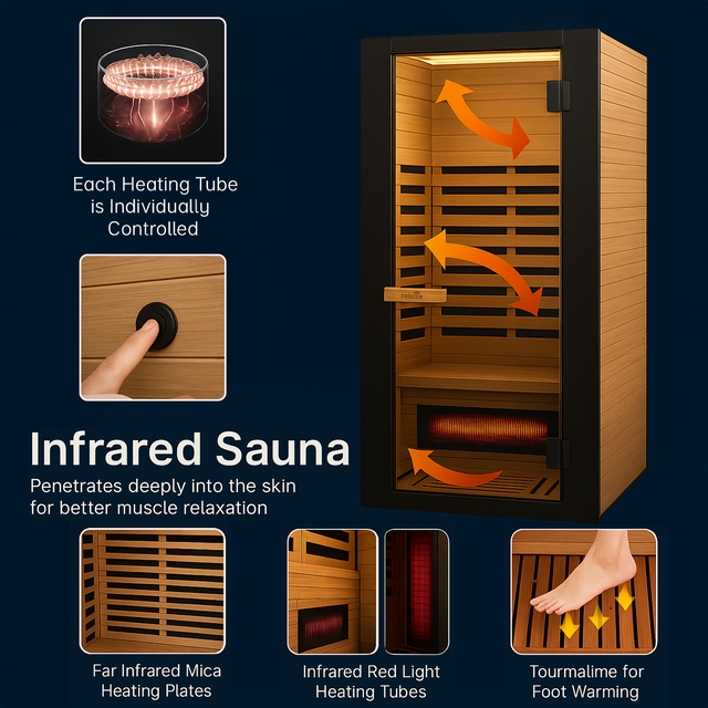 SAUNA INFRARGE SPECTRUM CALDERA ™ RELATIF avec panneau de thérapie rouge