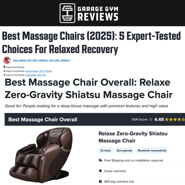 Relaxe Zero-Gravity Shiatsu Massage Chair avec chauffage (SL-Track)