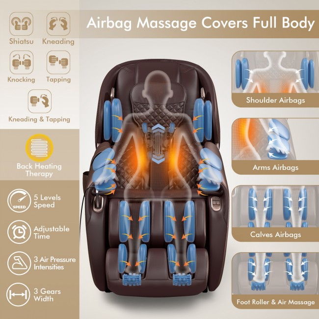 Relaxe Zero-Gravity Shiatsu Massage Chair avec chauffage (SL-Track)