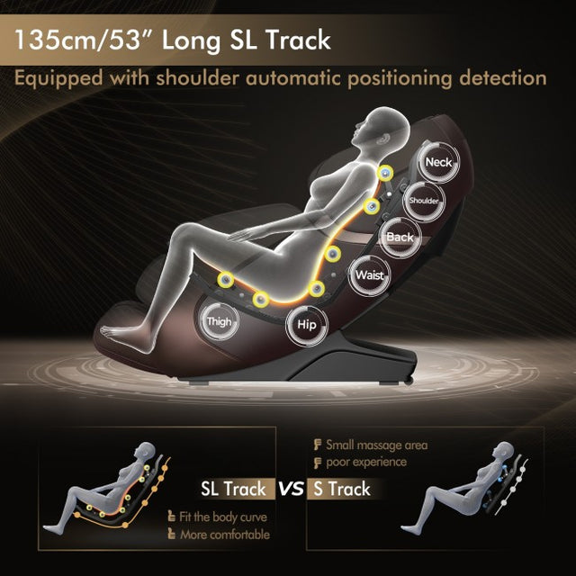Relaxe Zero-Gravity Shiatsu Massage Chair avec chauffage (SL-Track)