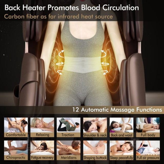 Relaxe Zero-Gravity Shiatsu Massage Chair avec chauffage (SL-Track)