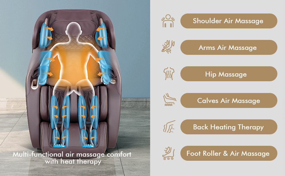 Relaxe Zero-Gravity Shiatsu Massage Chair avec chauffage (SL-Track)