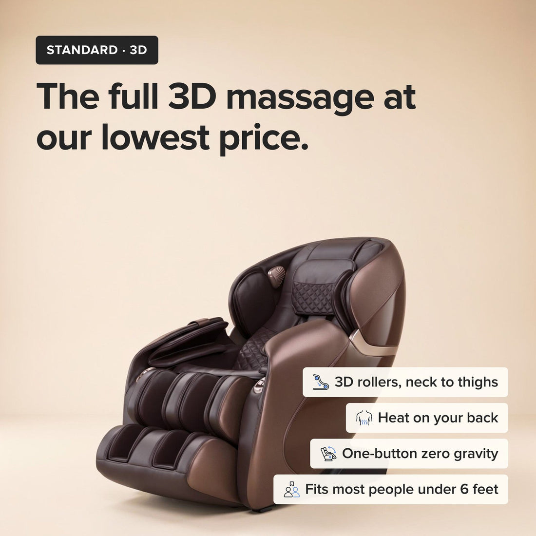 Relaxe Standard 3D massage chair: the full 3D massage at our lowest price